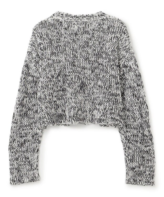 BEIGE， 【洗える・STORY 6月号掲載】THYME / クルーネックコットンメッシュニット Ecru×Black