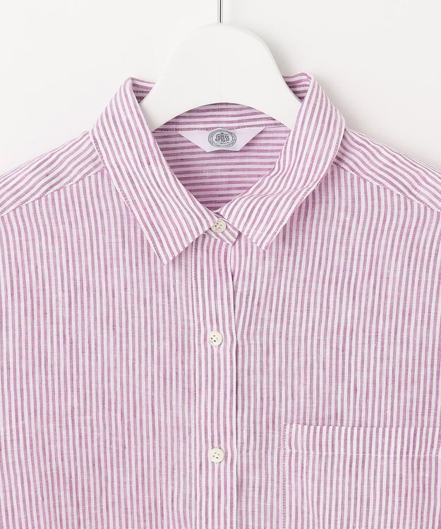 J.PRESS LADIES 【洗える】リネン シャツ パープル系1