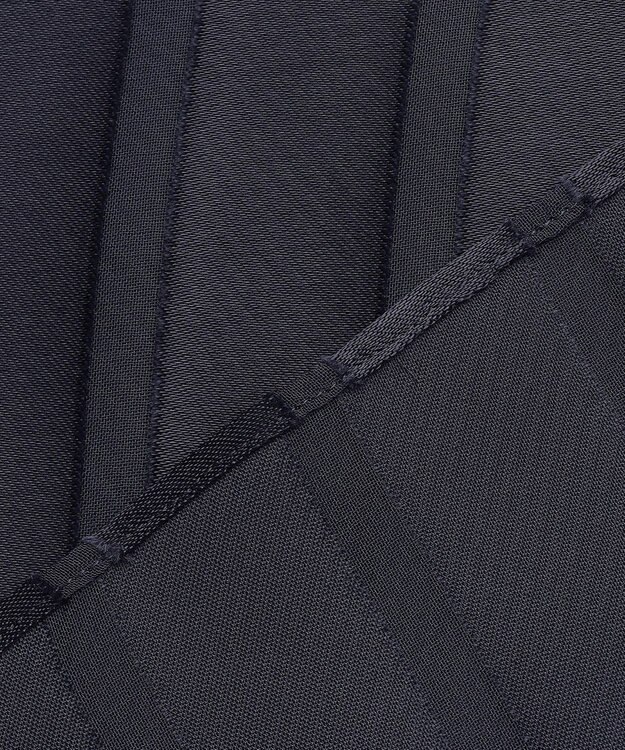 BEIGE， HAUYNITE / シアーストライプバンドカラーブラウス Navy