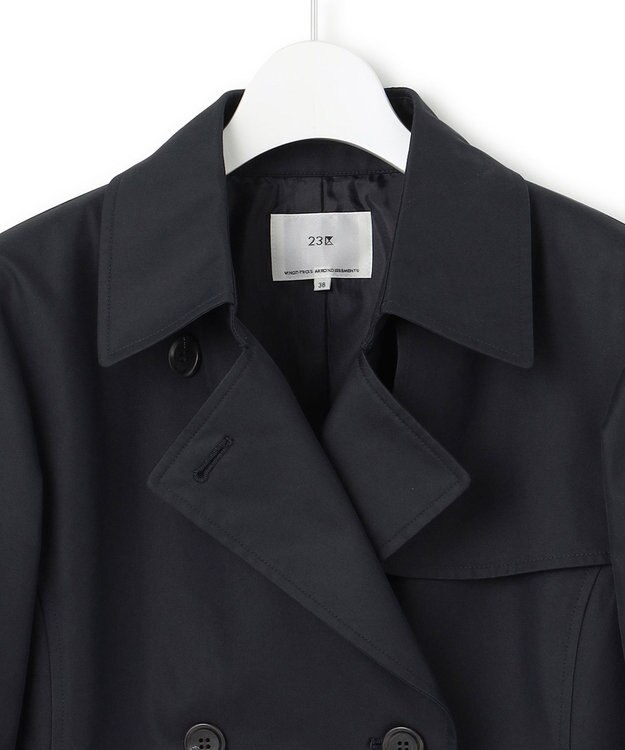 23区 コットンポリエステルギャバジン ショート トレンチコート ネイビー系