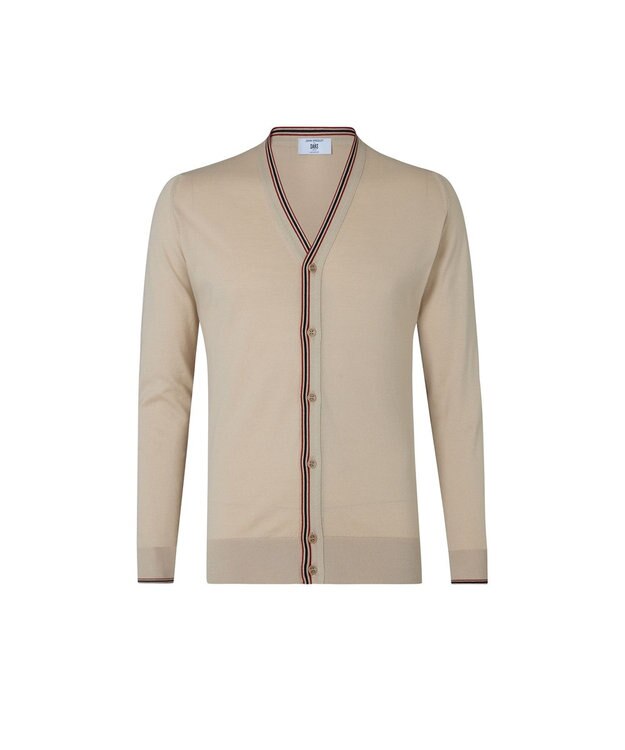 DAKS John Smedley for DAKS ハウスストライプカーディガン アーモンド