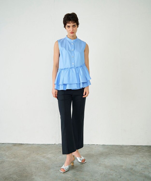 GRACE CONTINENTAL ヘムフリルノースリーブ ブルー