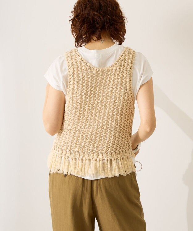 AMERICAN HOLIC 【前後2WAY】フリンジショートベスト Ivory