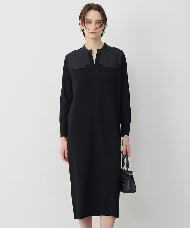 ICB L クリアレーヨンストレッチ ニットワンピース ブラック