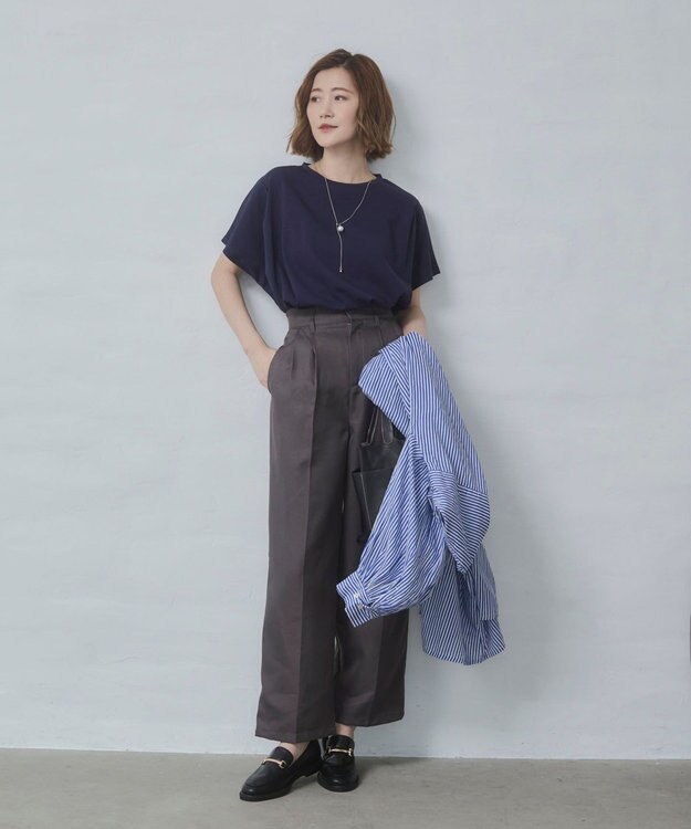 WEGO 【2026春夏新作】接触冷感フレンチスリーブT ネイビー