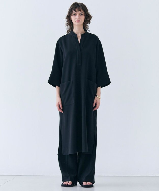 BEIGE， 【洗える】RUE / クロスオーバーVネックワンピース Black