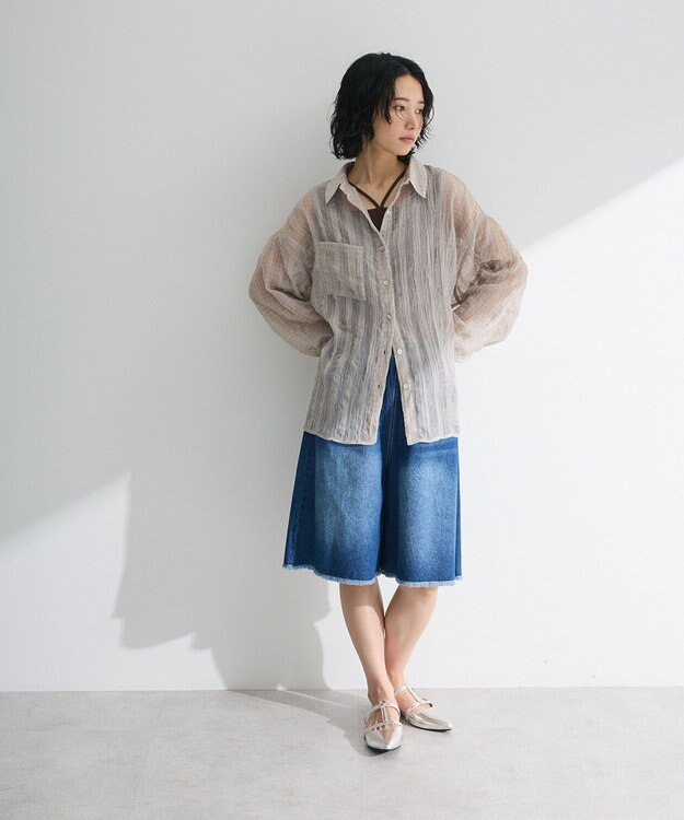 Green Parks ・ＤＯＵＢＬＥ　ＦＬＡＧＳ　ワイドデニムハーフパンツ Indigo