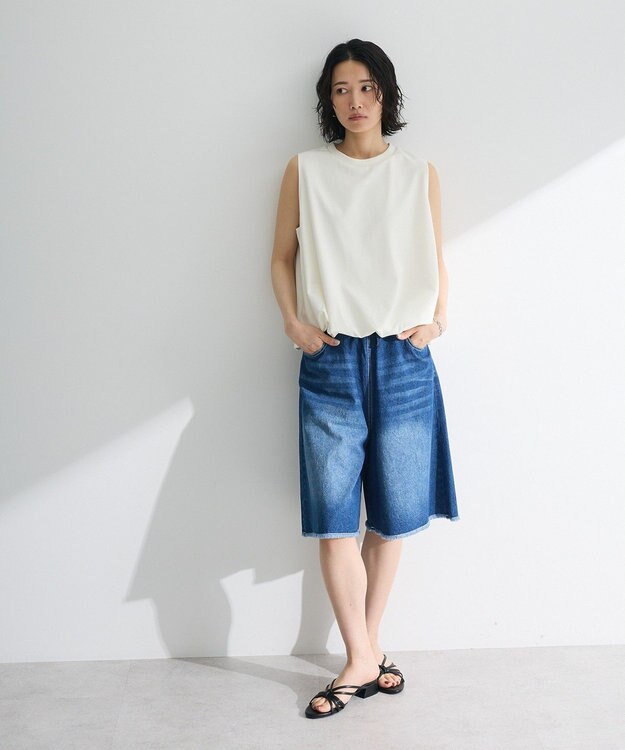 Green Parks ・ＤＯＵＢＬＥ　ＦＬＡＧＳ　ワイドデニムハーフパンツ Indigo