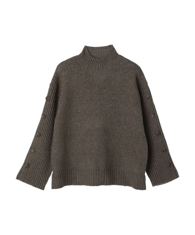 earth music&ecology 袖ボタンニットプルオーバー Brown