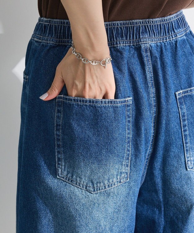 Green Parks ・ＤＯＵＢＬＥ　ＦＬＡＧＳ　ワイドデニムハーフパンツ Indigo