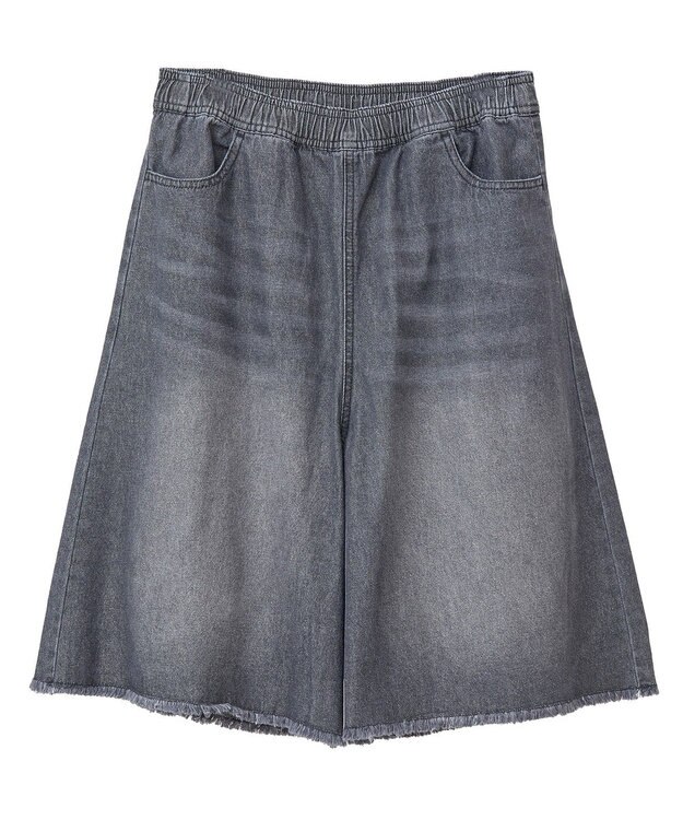 Green Parks ・ＤＯＵＢＬＥ　ＦＬＡＧＳ　ワイドデニムハーフパンツ Black