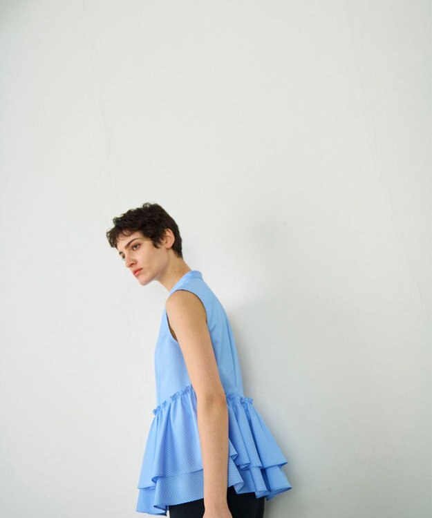 GRACE CONTINENTAL ヘムフリルノースリーブ ブルー