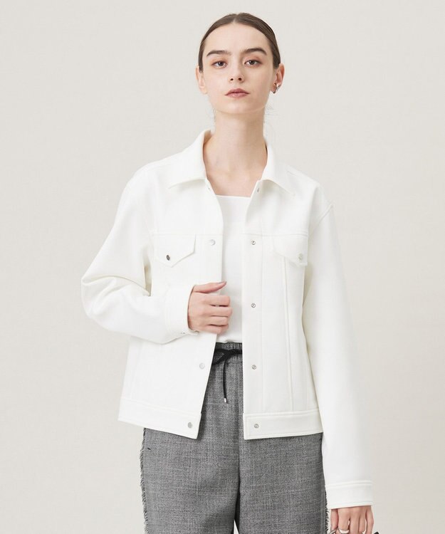 ICB 【洗える】 コンパクトダンボールニット ジャケット アイボリー系