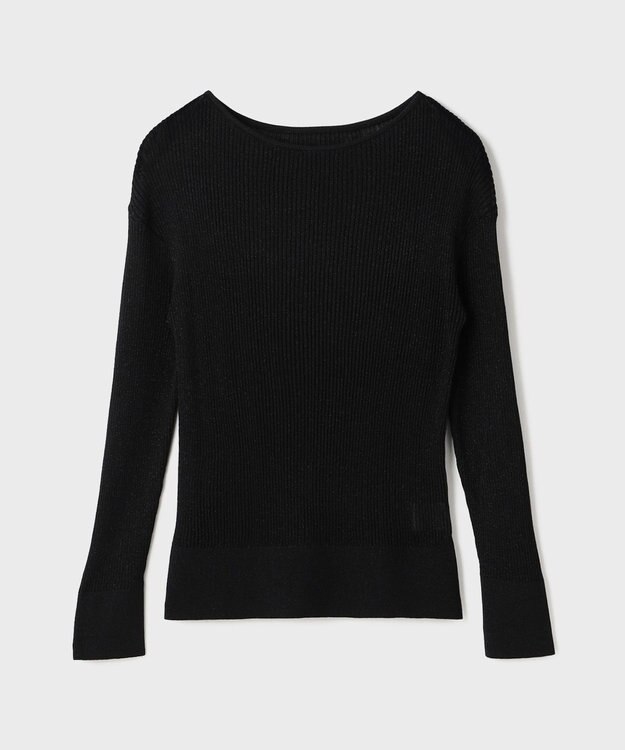 GRACE CONTINENTAL ラメリブクルーニットトップ ブラック