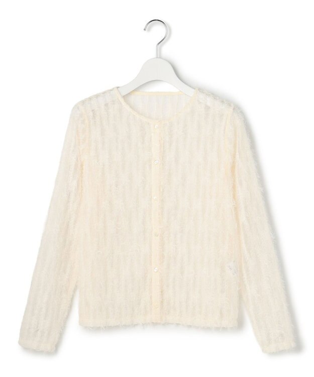 23区 【GOLD LABEL】フェザーチュール クルーネック カーディガン オフホワイト