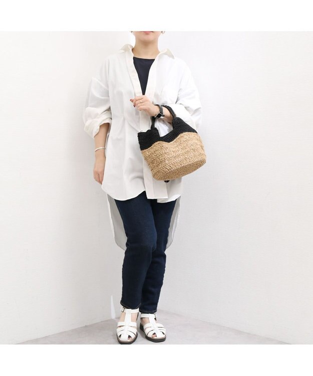 UNBILLION カシュカシュ cachecache / 切り替え柄編みミニトート カゴバッグ ブラック