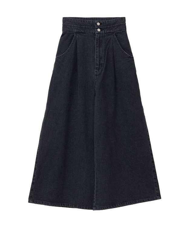 earth music&ecology ダブルベルトデザインワイドパンツ Black