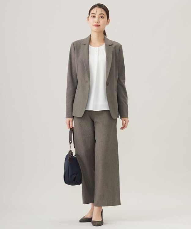 J.PRESS LADIES 【WEB限定カラーあり】T/Rアルガンシルク ワイド パンツ ブラウン系