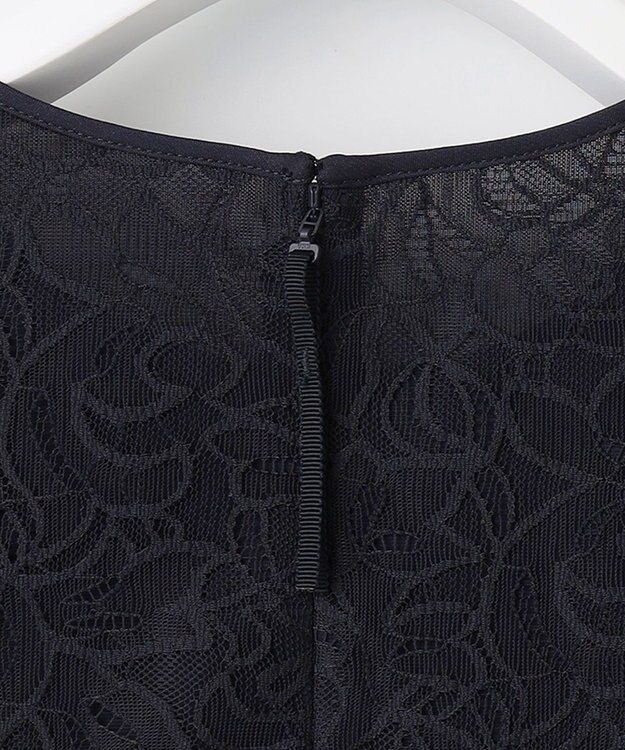 自由区 【セットアップ対応・洗える】ラッセルレース ブラウス ネイビー系