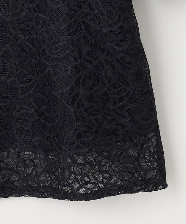 自由区 【セットアップ対応・洗える】ラッセルレース ブラウス ネイビー系