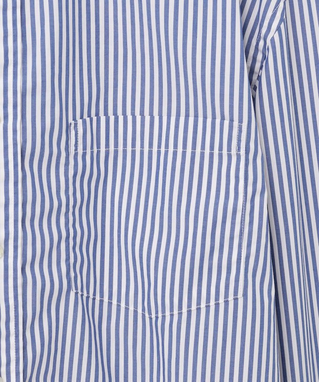 J.PRESS YORK STREET 【UNISEX】タイプライターストライプ バンドカラーシャツ ブルー系1