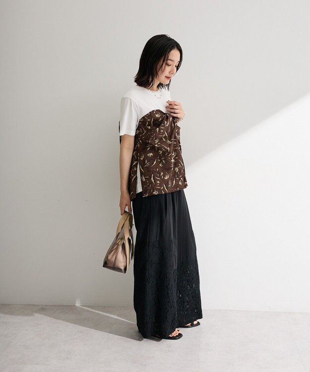 Green Parks スカーフドッキングプルオーバー Brown