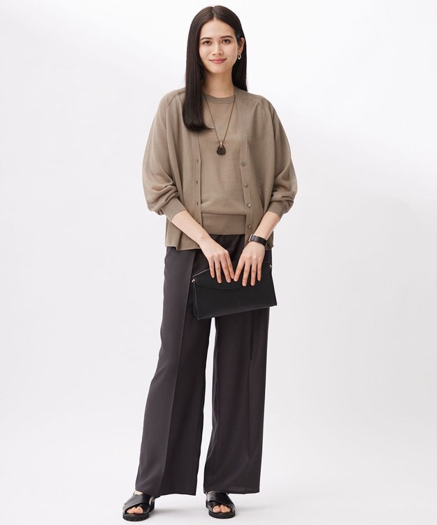 自由区 L 【洗える】ブライトシアー カーディガン モカ