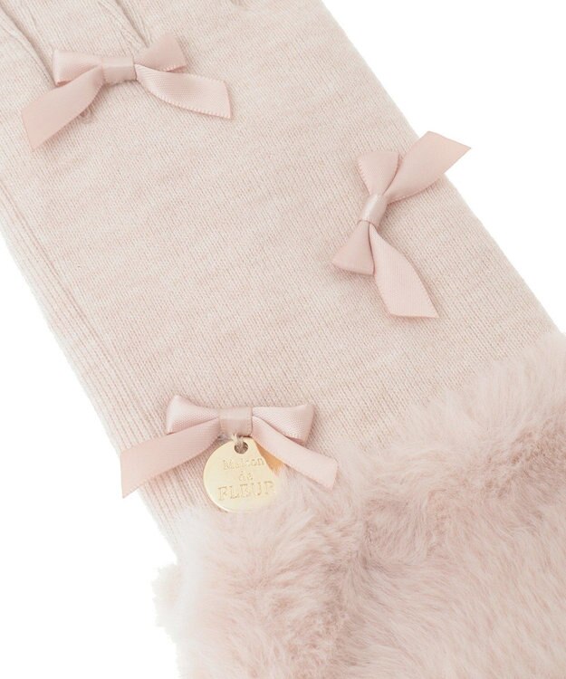 Maison de FLEUR プチリボンファーグローブ Light Pink
