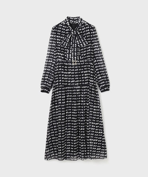 GRACE CONTINENTAL ハートキカプリントワンピース ブラック