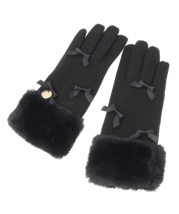 Maison de FLEUR プチリボンファーグローブ Black