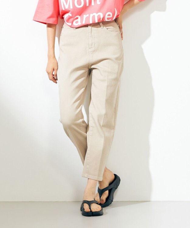 SHARE PARK LADIES センタープレスストレートデニム グレージュ