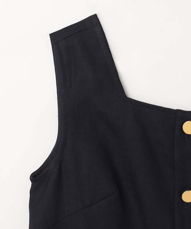 GRACE CONTINENTAL リネンタッチ配色ワンピース ネイビー