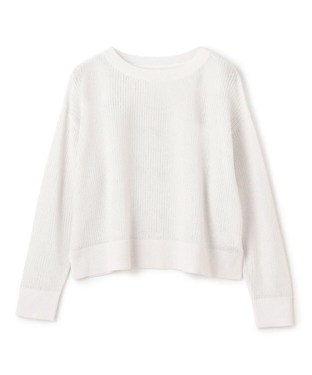 UNFILO L メッシュ クロップドニット シルバーラメ