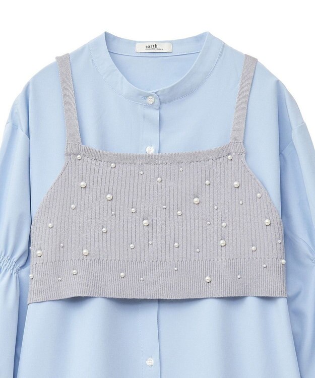 earth music&ecology ＳＥＴ２点パールビスチェ＋シャツ Gray