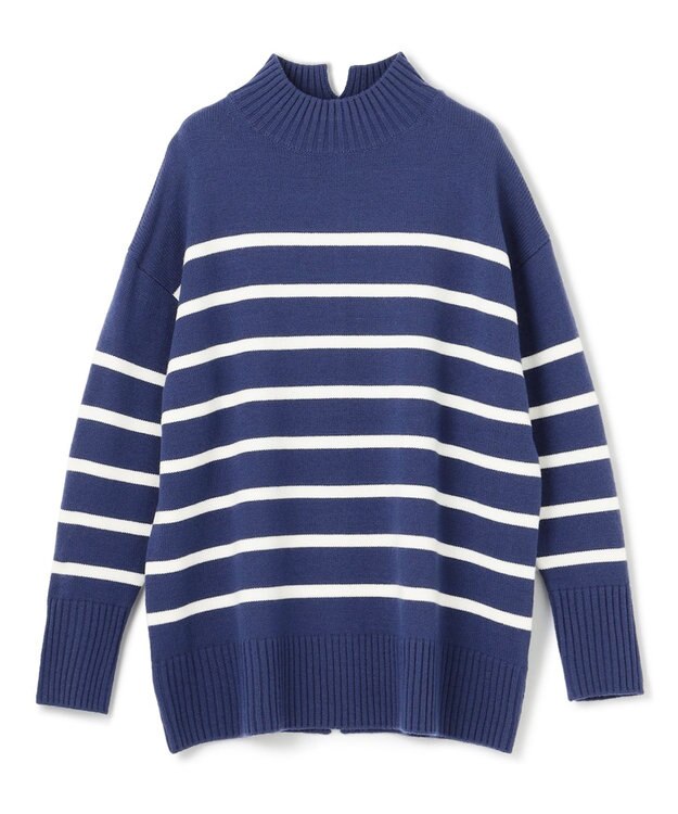 UNFILO ハイネックチュニック ネイビー×オフ