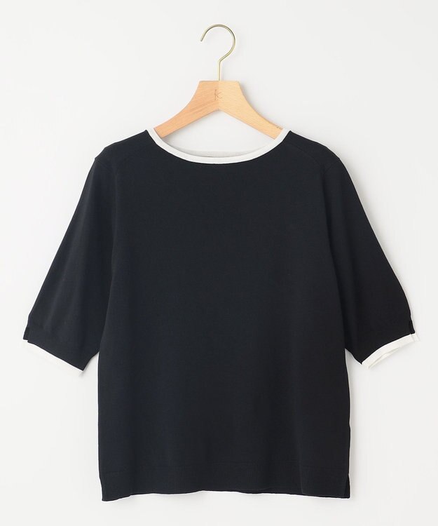 組曲 L 5分袖ニットＴシャツ ブラック系