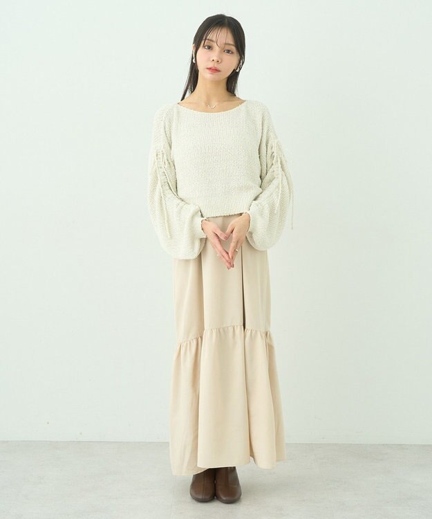 earth music&ecology ＳＥＴ２点透かしニット＋キャミワンピース Ivory