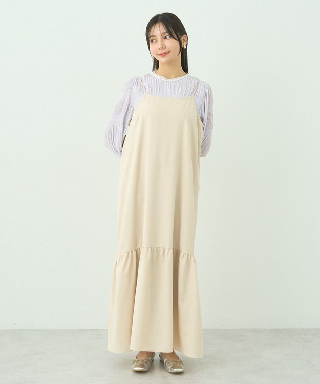 earth music&ecology ＳＥＴ２点透かしニット＋キャミワンピース Ivory