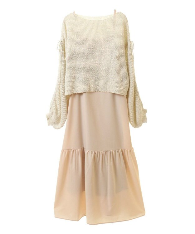 earth music&ecology ＳＥＴ２点透かしニット＋キャミワンピース Ivory
