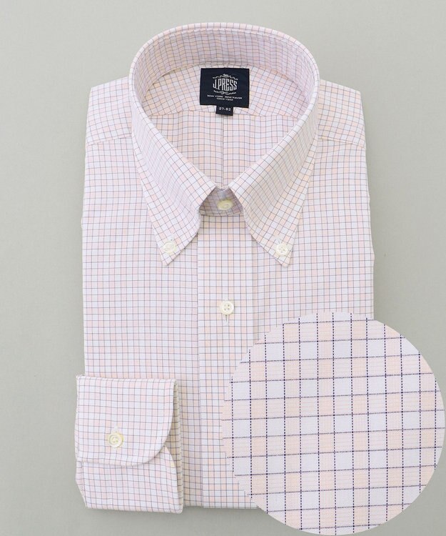 J.PRESS MEN 【PREMIUM PLEATS / 形態安定】スーピマコットンファンシーチェック ドレスシャツ / B.D. ピンク系3