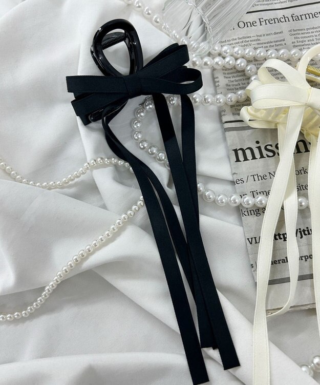 WEGO Lロングリボンバンスクリップ ブラック