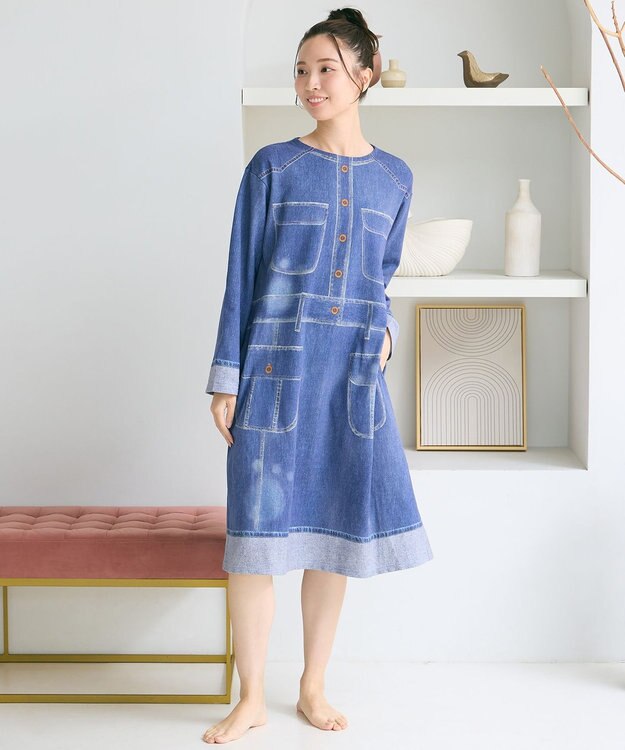 tsumori chisato SLEEP ツモリチサト ルームウエア ワンピース 長袖 綿100%(本体) ロング丈(ふくらはぎ付近) UNX557 /ワコール コン