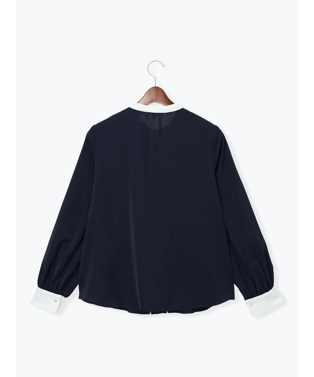 Te chichi パール釦フロントタックブラウス ネイビー