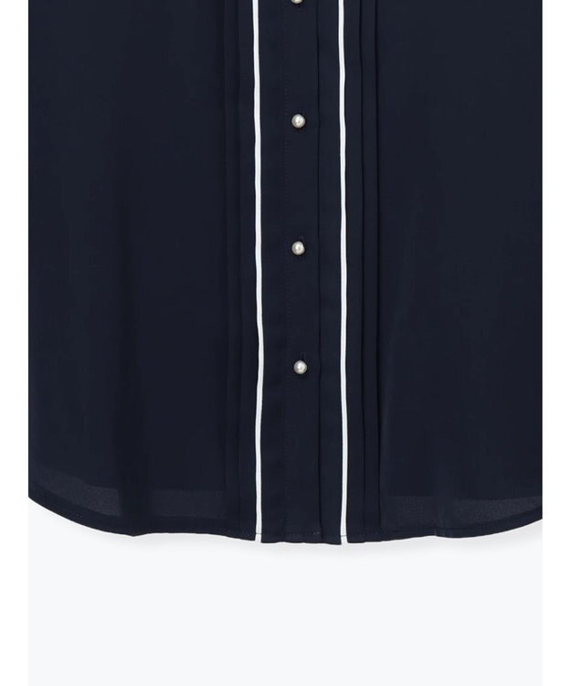 Te chichi パール釦フロントタックブラウス ネイビー