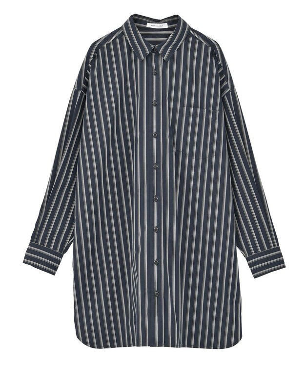 AMERICAN HOLIC イージーケアオーバーチュニックシャツ Stripe Navy