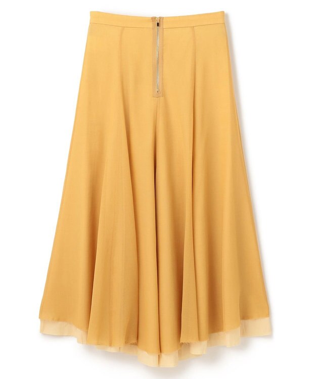 BEIGE， PINE / ウールレイヤードフレアスカート Mustard