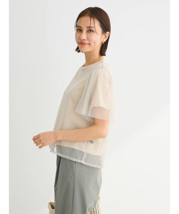 Green Parks ・ＳＵＧＡＲ　ＳＰＯＯＮ　ＳＥＴ２点チュールＴ＋カットＴ Beige