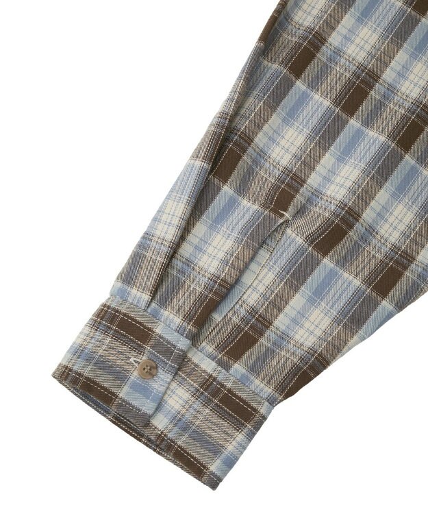 AMERICAN HOLIC フリンジヘム起毛チェックシャツ Check Blue