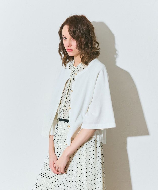 GRACE CONTINENTAL ハイツイストコットンカーディガン ホワイト