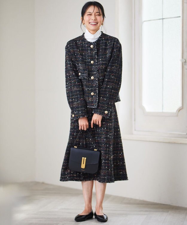 23区 L GIOLICA カラーミックスツイード ジャケット モノトーンミックス